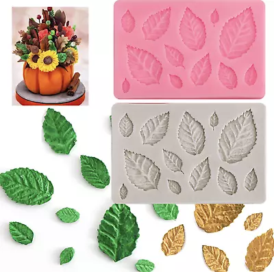 Rose Leaves Silicone Fondant Mould Cake Tree Flowers Leaf Decorating Baking Mold • £3.09