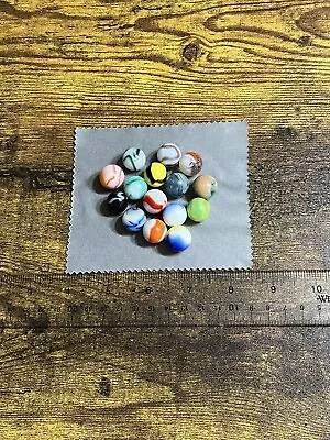 Vintage Mixed Colored Glass Marble Lot Of 15 Marbles • $8.99