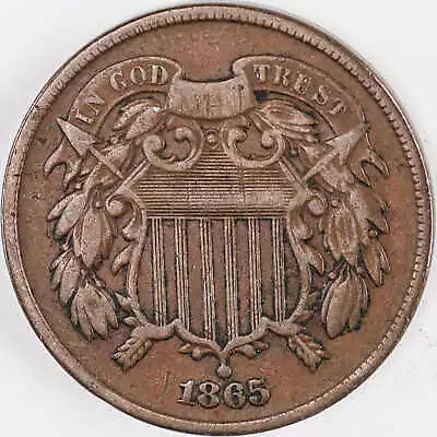 1865 Two Cent Piece VG Very Good 2c Coin SKU:I12377 • $23.99