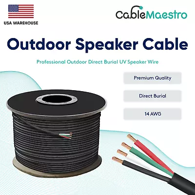 14AWG Speaker Cable Outdoor Direct Burial UV Wire Audio CL2 14/4 Gauge 250-500ft • $189.95