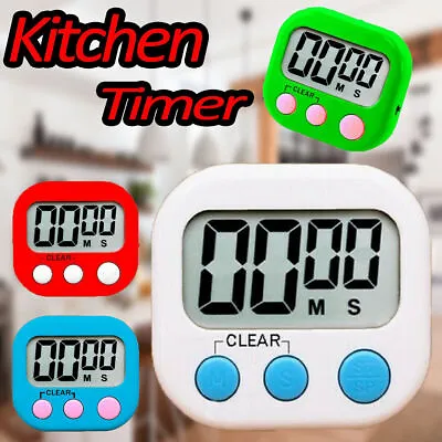 £0.99 • Buy Cooking Loud Kitchen Timer Larger Magnetic Clock Stopwatch LCD Egg Digital Alarm
