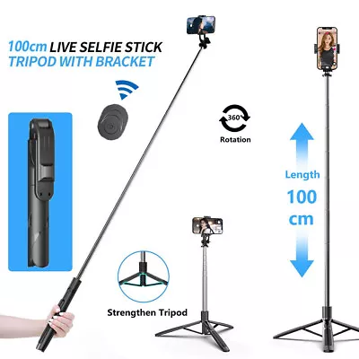 Selfie Stick Tripod Bluetooth Wireless Remote Stand For IPhone 13/12/11 Pro Max • £7.35