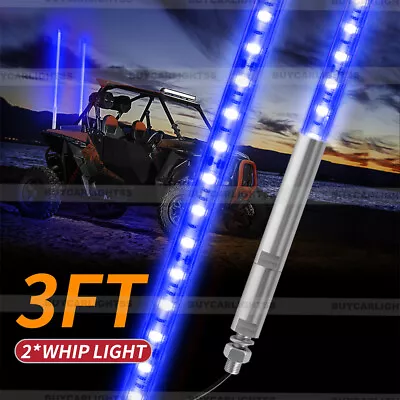 2pc 3ft Spiral LED Whip Light For UTV ATV Accessories RZR Can-Am Polaris Antenna • $58.99