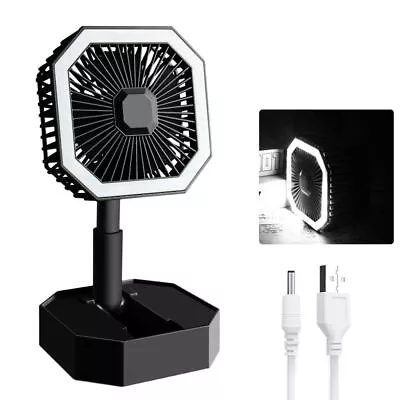 New LED Light Rechargeable Fan Folding Table Fan Light USB Telescopic • £8.75