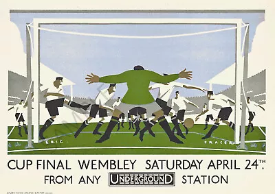 VINTAGE Railway POSTER Wembley Football Cup Final 1926 London Underground A3 A4 • £5.99