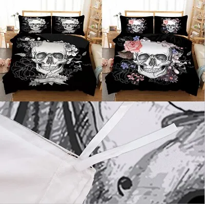 £20.99 • Buy 3D Gothic Skull Duvet Quilt Cover Bedding Set With Pillowcase Single Double King
