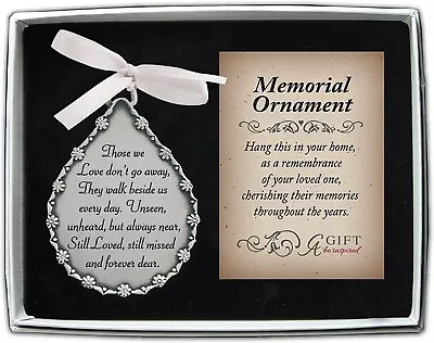 (2) MEMORIAL ORNAMENT Tear Drop Shape_in Loving Memory Pewter In Gift Box - NEW • $20