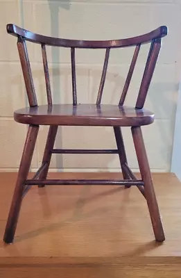 Vintage Childs 8 Spindle Back Sitting Chair Dark Stain Cute Antique Doll • $89.99