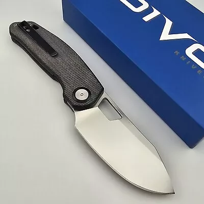 Divo Knives Growler Folding Knife V1 Black Micarta Handle Satin Drop Point Blade • $79.95