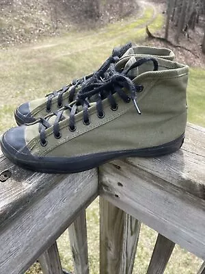 VINTAGE 40s US ARMY CANVAS HIGH TOP SNEAKERS WWII ERA GYM SHOES 7.5 Read • $229