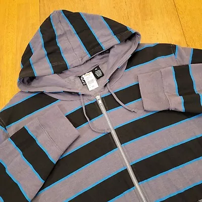 Tillys Blue Crown Hoodie Mens 2XL Full Zip Lightweight Striped NEW • $17.99