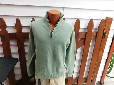 J Crew 1/4 Zip Green Lambs Wool Sweater Size Medium Mens Sweater FREE SHIPPING • $9.99