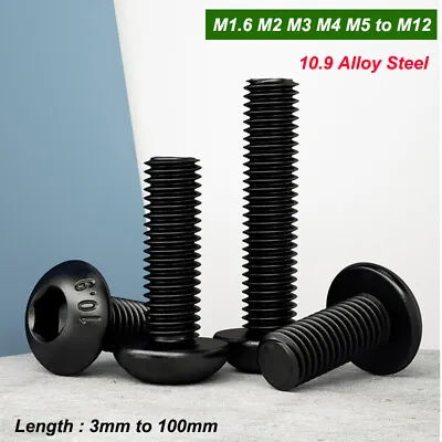 10.9 Black Hex Socket Screws Alloy Steel Full Thread Pan Head Bolts M1.6 To M12 • $1.89