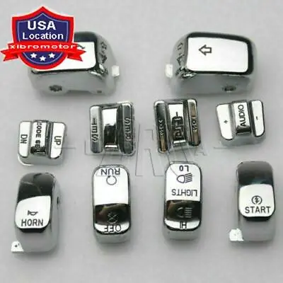 $17.09 • Buy 10x Chrome Hand Control Switch Housing Button Cover Cap For Harley Touring 96-13