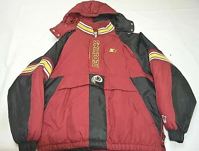 VTG Starter NFL Washington Redskins 1/2 Zip Pullover Parka Jacket Red Size XL  • $84.99