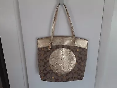 COACH LAURA SECRET ADMIRER TOTE 18870 Gold & Khaki Signature  • $89.99