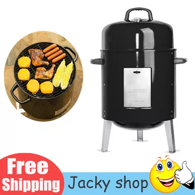 Portable Charcoal Smoker Outdoor Cooking 395 Sq. In Built-In Lid Thermometer US • $135.90