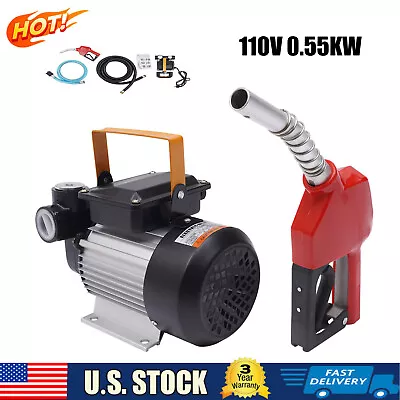 110V 0.55KW Electric Fuel Transfer Pump Kit Diesel Kerosene Oil W/ Hose & Nozzle • $125