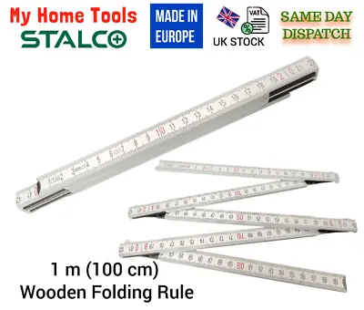 1 METER WOOD Folding Wooden Ruler Measuring Metal Tips And Joints Carpenter Buy • £4.79