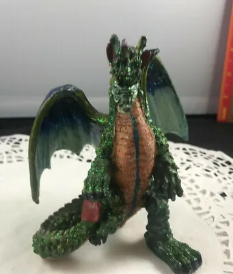 Green Dragon Fantasy Figurine 4.5  Tall Ceramic Resin Decor Statue  • $15.99