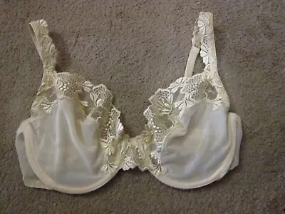 VINTAGE Victoria's Secret Beige Embroidered Sheer Unlined Full Coverage Bra 36DD • $9.99