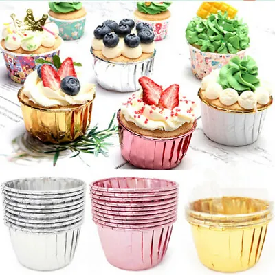 £5.27 • Buy 50PC Aluminum Foil Cup Cake Cases Muffin Cupcake Wrappers Paper Wedding Party 