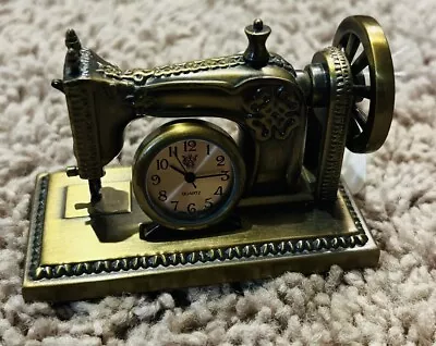 Miniature Sewing Machine Clock Singer Sewing Needs Battery • $15.99