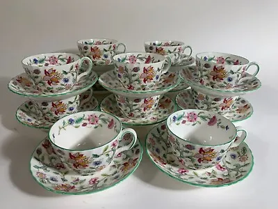 Set Of 12 Vintage Minton Haddon Hall Cups And Saucers • $129.99