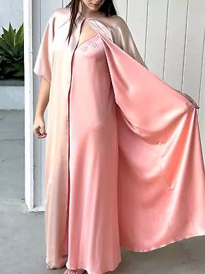 VTG NWT Lucie Ann Nightgown Pegnoir Robe And Nightgown Coral Tan OS/L NEW • $224.85