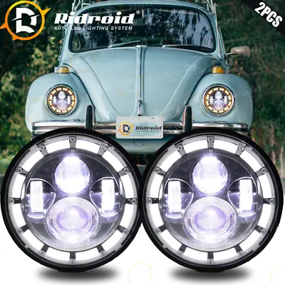 7  Inch Round LED Projector Hi/Lo Beam Headlights Kit For 1950-1979 VW Beetle • $49.99