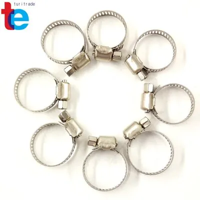 Adjustable 50pcs 3/8 -1/2  Stainless Steel Drive Hose Clamps Fuel Line Worm Clip • $9.03