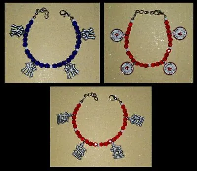 Charm Bracelet Ladies CHOOSE TEAM NEW No Plastic Beads Adj. 7 - 8  MLB Logo • $17.95