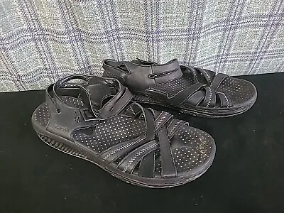 Skechers Shape Ups Womens Size 7.5 Black Leather Strap Sandals Used • $20