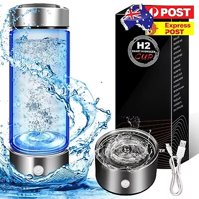 450ml Portable Hydrogen Rich Alkaline Water Ionizer Generator Bottle Cup Mug Set • $39.19