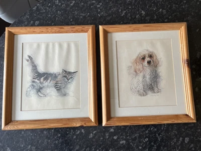 £20 • Buy Pair Of Framed Vintage Art Prints - By Mads Stage Danish Artist 1976