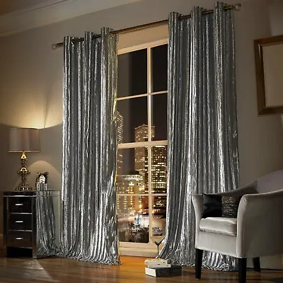 £60 • Buy  Iliana Designer Eyelet Silver  Lined  Curtains- Ashley Wilde- Was Kylie Minogue
