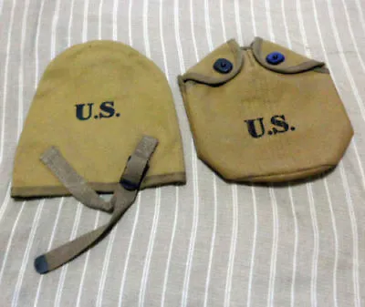  WWII WW2 US ARMY M1910 T-Handle Shovel Cover & CANTEEN COVER POUCH COMBINATION • $17.99