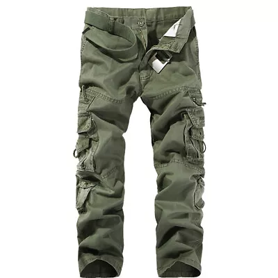 Men's Cargo Pants Tactical Trousers Multi Pockets Long Straight Casual Loose New • $24.99