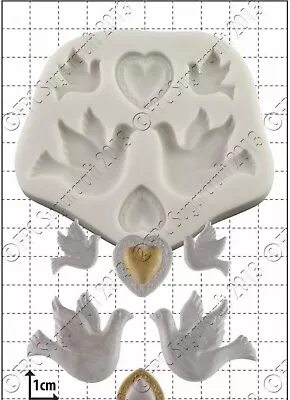 Silicone Mould Doves And Hearts | Food Use FPC Sugarcraft • £7