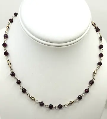 Retired SILPADA Sterling Silver 925 GARNET Beaded Station Chain Necklace #N1053 • $44.99