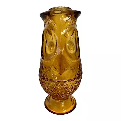 Mint Vintage MCM Viking Glass Amber Owl Fairy Lamp • $165