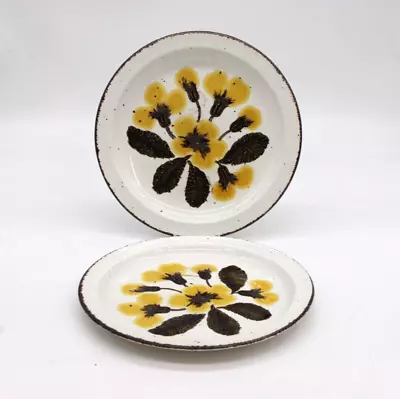 MIDWINTER Stonehenge Set Of 2 Plates Yellow Flowers Primula Stoneware 22cm • £4.99
