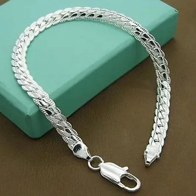 Fashion 925 Silver Jewelry Men Women Bracelet Bangle Jewelry Party Gift • $1.60