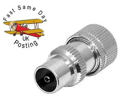 2 X RF COAXIAL CONNECTOR MALE IEC TV AERIAL PLUG NICKLE COAX MAIL • £1.95