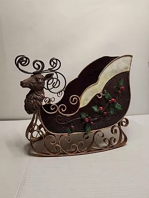 Heavy Duty Metal Santa Sleigh With Reindeer. Decorative Metal Christmas Sled  • $39.99