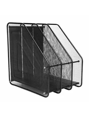 £10.49 • Buy 3 Tier Black Metal Magazine Folder Document Holder Storage Rack Desk Organiser