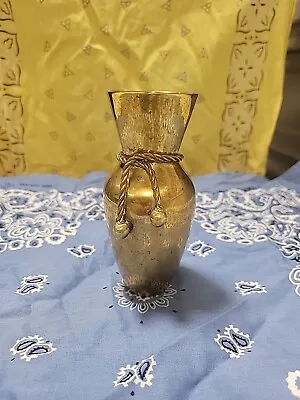 Vintage Mid-century Modern Solid Cast Brass Vase Shaped Candel Holder 5.5'' Tall • $18