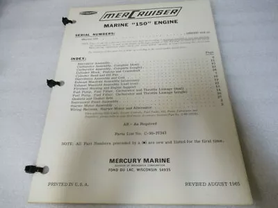 PM117 Mercruiser Mercury Marine 150 Engine Parts Catalog Manual P/N C-90-37343 • $10.25