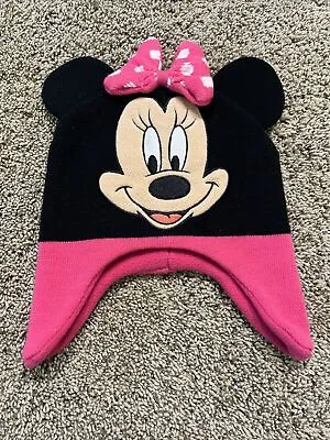 Disney Minnie Mouse Beanie Ears Pink Bow Child’s Winter Hat Knitted And Fleece • $3