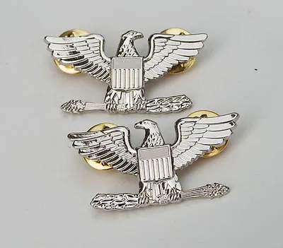 £11.39 • Buy Pair WW2 WWII US Army Colonel Eagle War Bird Device Pin Badge Insignia -US215